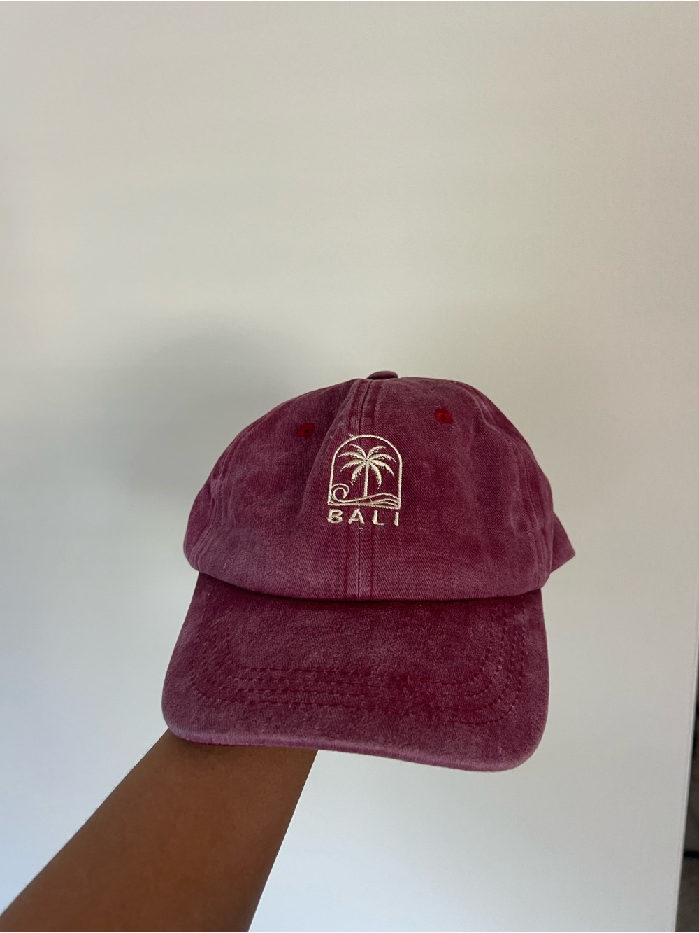 BALI Embroidered Palm Tree Baseball Cap - Dusty Mauve
